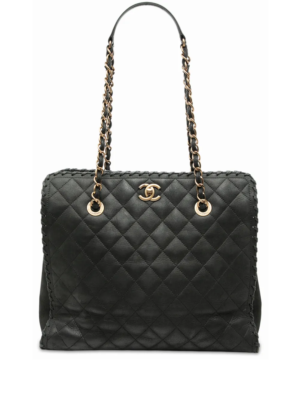 CHANEL Pre-Owned 2015-2016 CC Quilted Iridescent Calfskin Happy Stitch tote bag - Nero