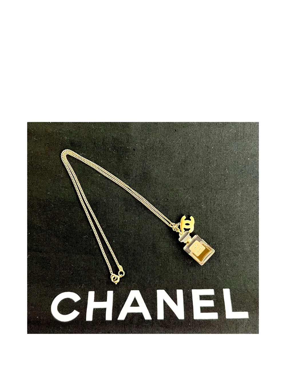 2005 Cc Gold Plated No 5 Perfume Bottle Pendant Necklace Costume Necklace