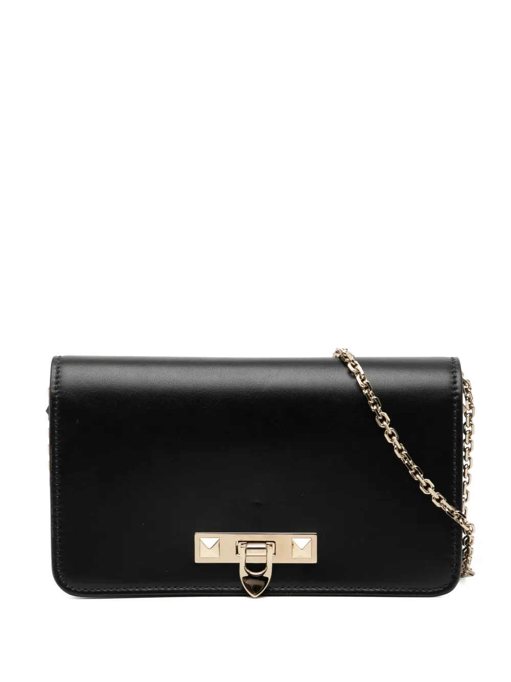 Valentino Garavani Pre-Owned 2018-2025 Leather Rockstud Wallet on Chain crossbody bag - Nero
