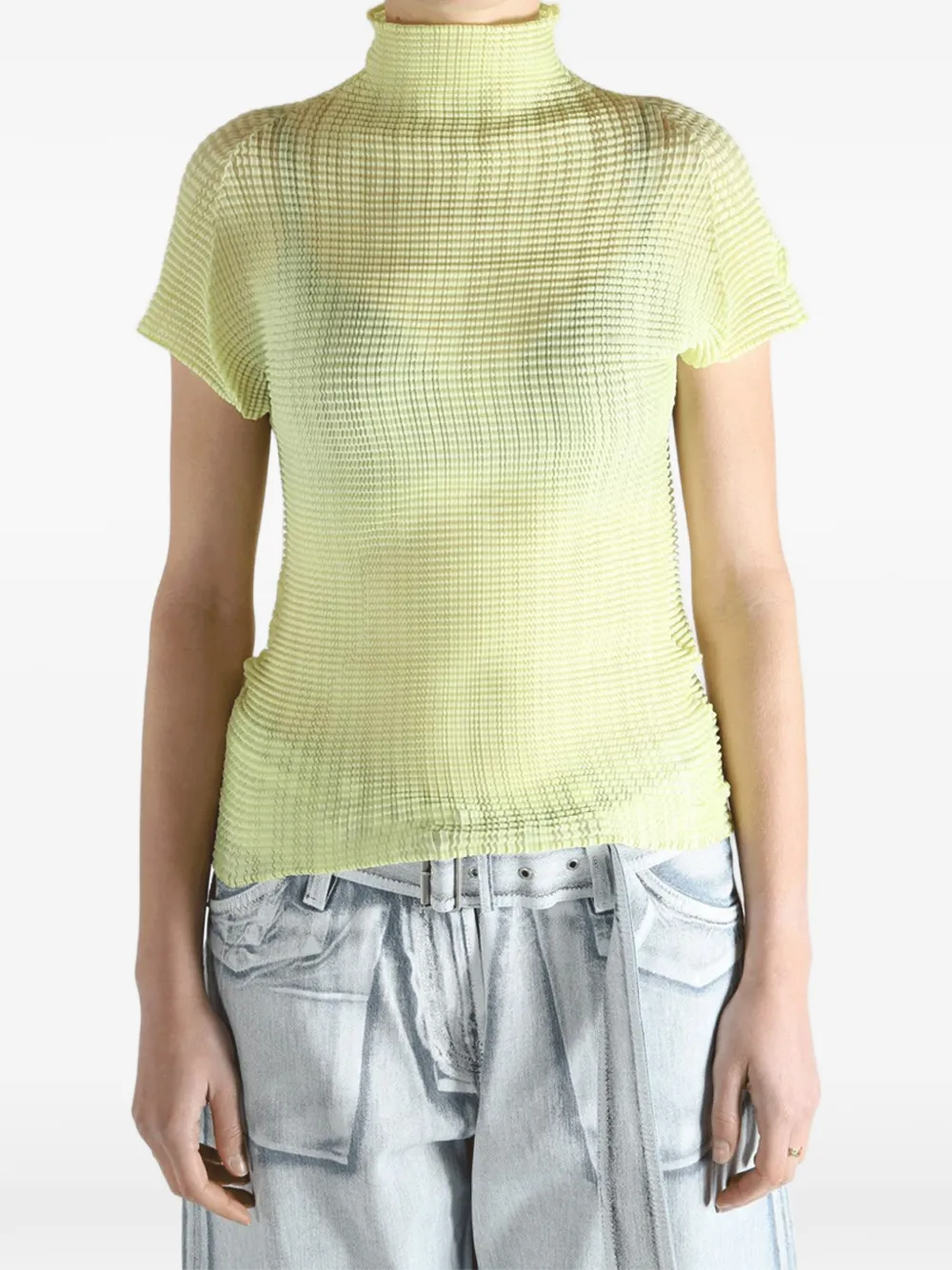 Issey Miyake Top met hoge hals Geel
