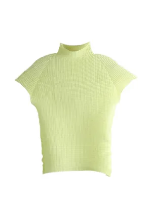イッセイミヤケ◆PLEATS PLEASE◆薄黄緑◆タンクトップ♯4(7223) イッセイミヤケ◇PLEATS PLEASE◇薄黄緑◇タンクトップ♯4(7223)の通販