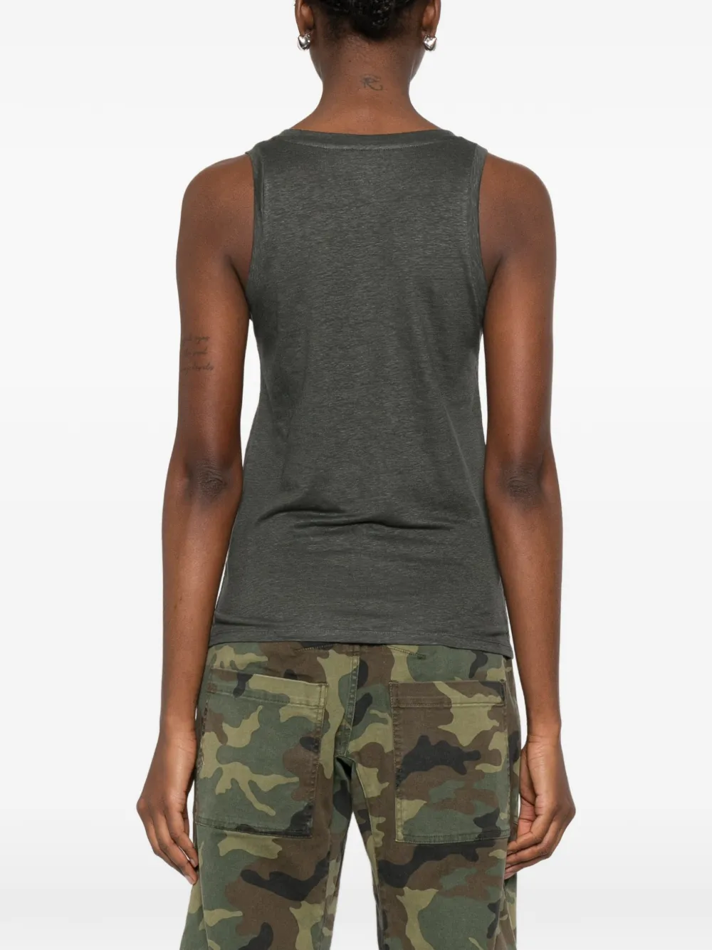 Majestic Filatures Tanktop met diepe ronde hals Grijs