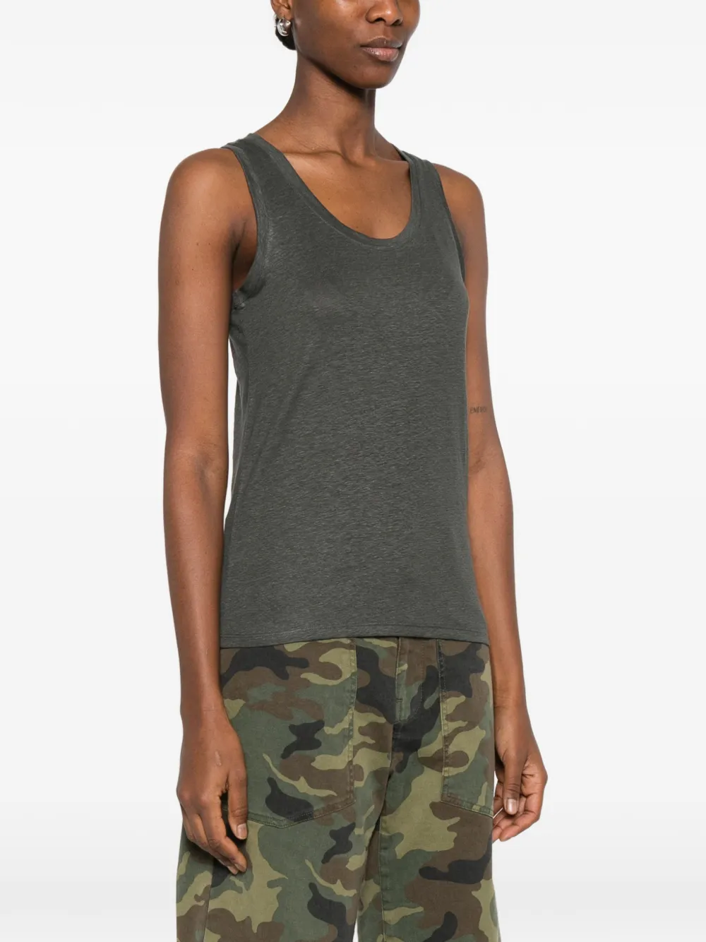 Majestic Filatures Tanktop met diepe ronde hals Grijs