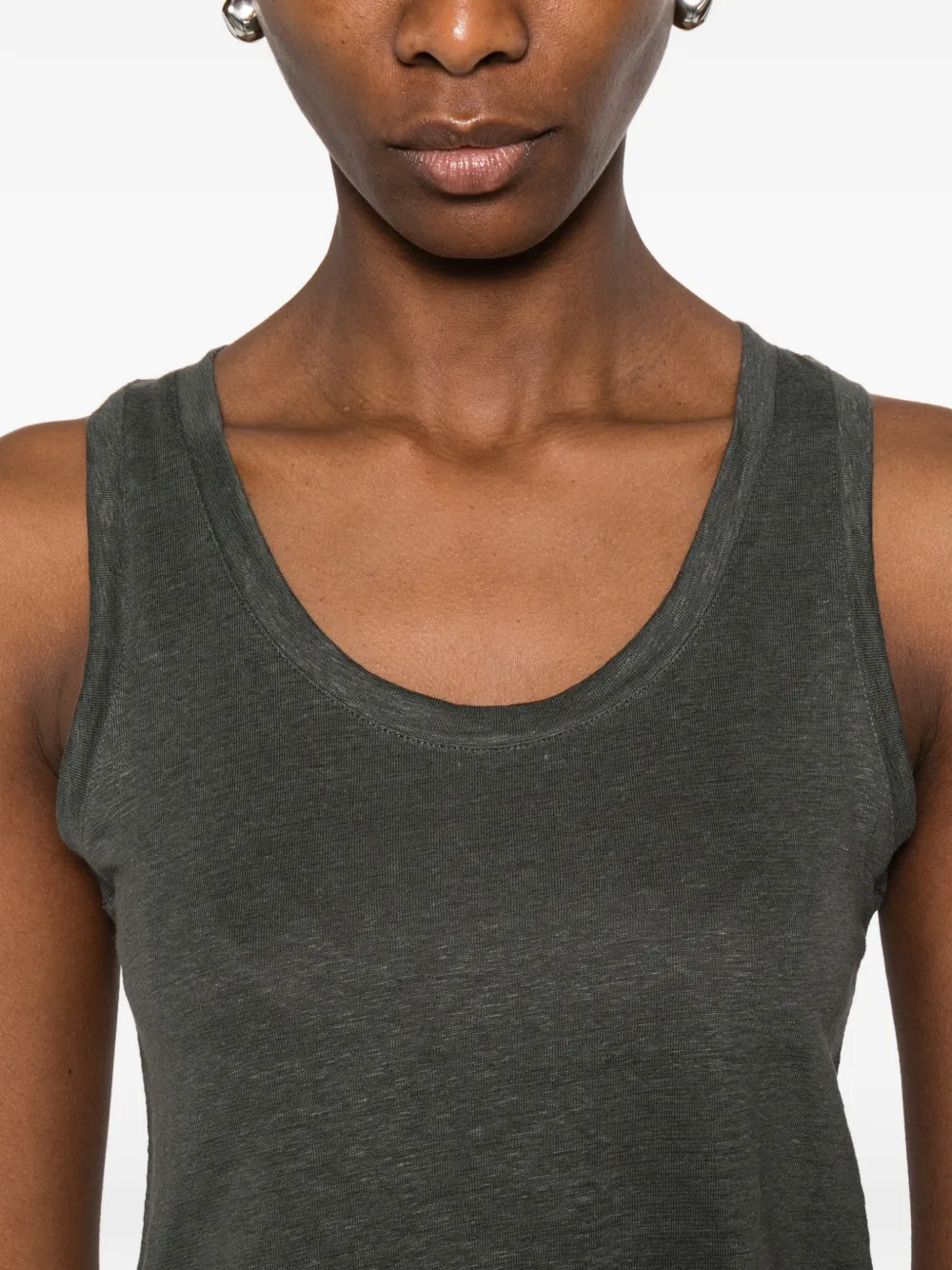 Majestic Filatures Tanktop met diepe ronde hals Grijs