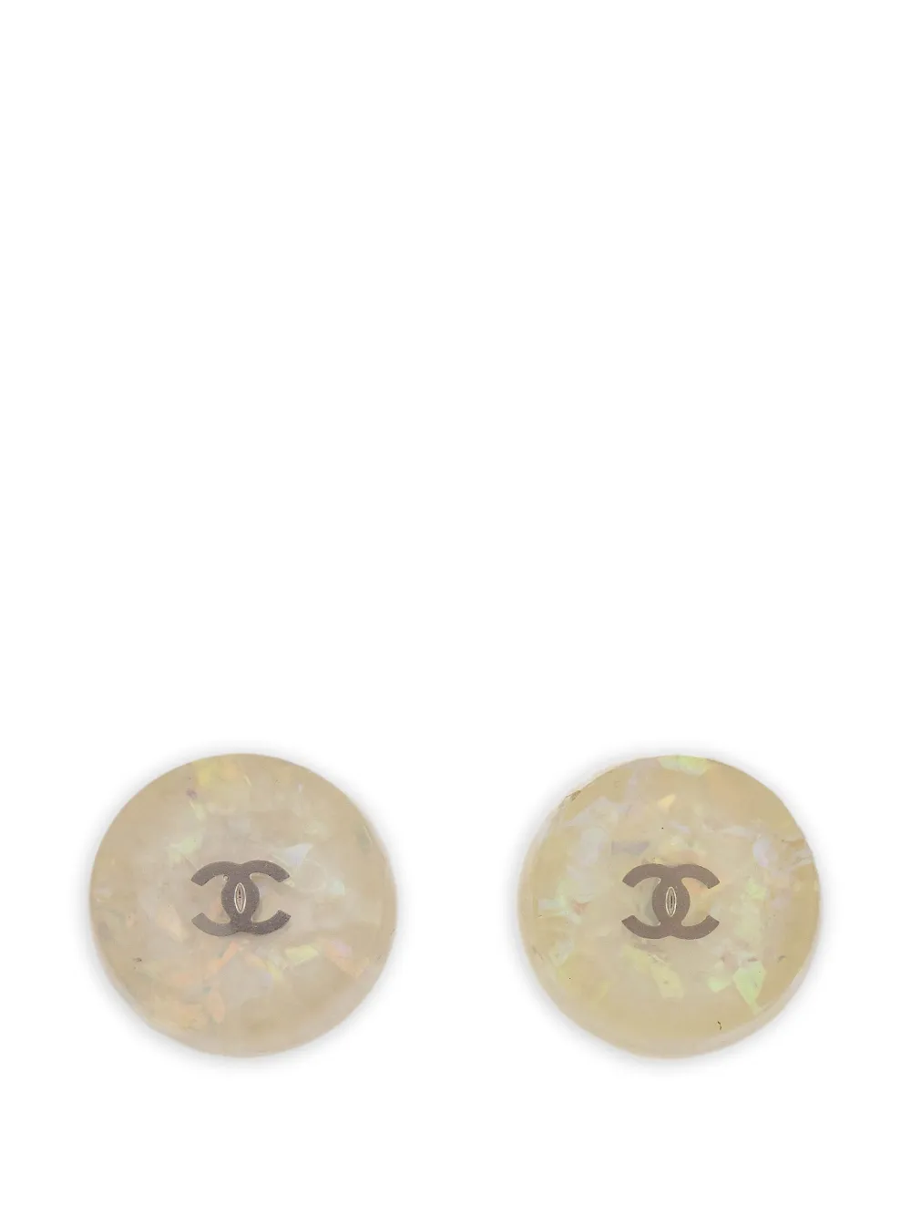 CHANEL Pre-Owned Orecchini a clip con logo 1999 - Toni neutri