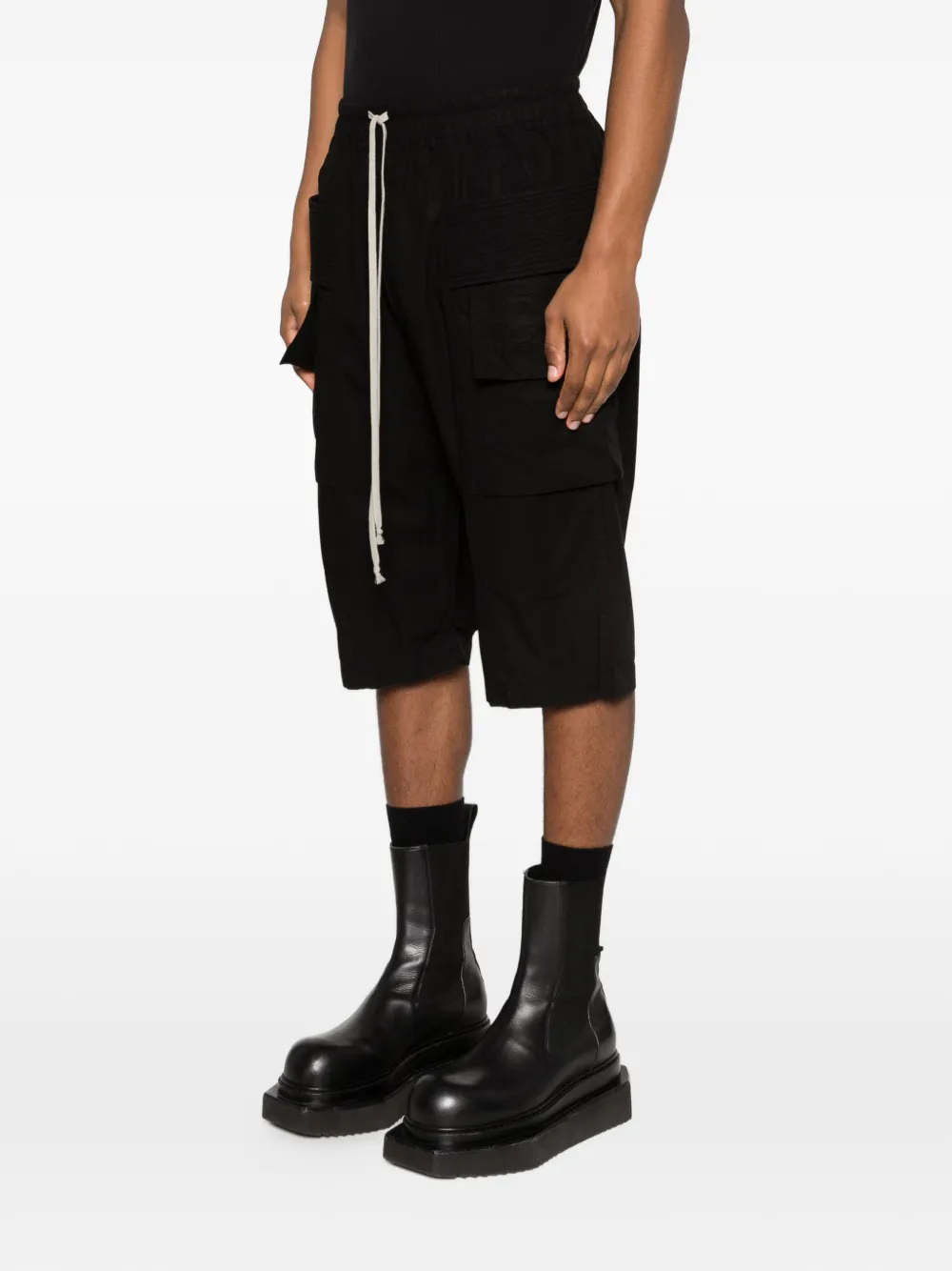 Rick Owens DRKSHDW Creath horts met cargo zak Zwart