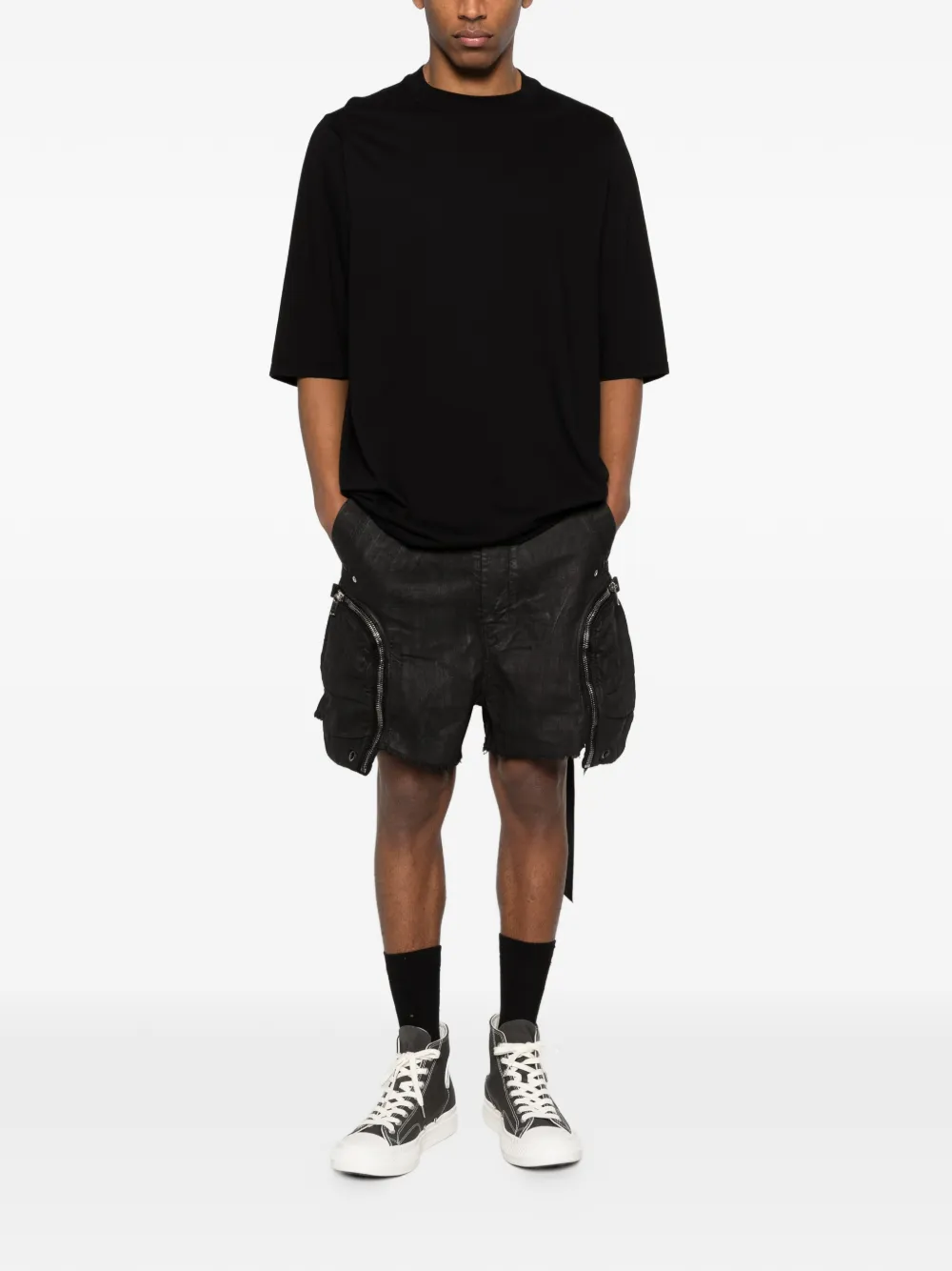 Rick Owens DRKSHDW Bauhaus shorts met franje Zwart