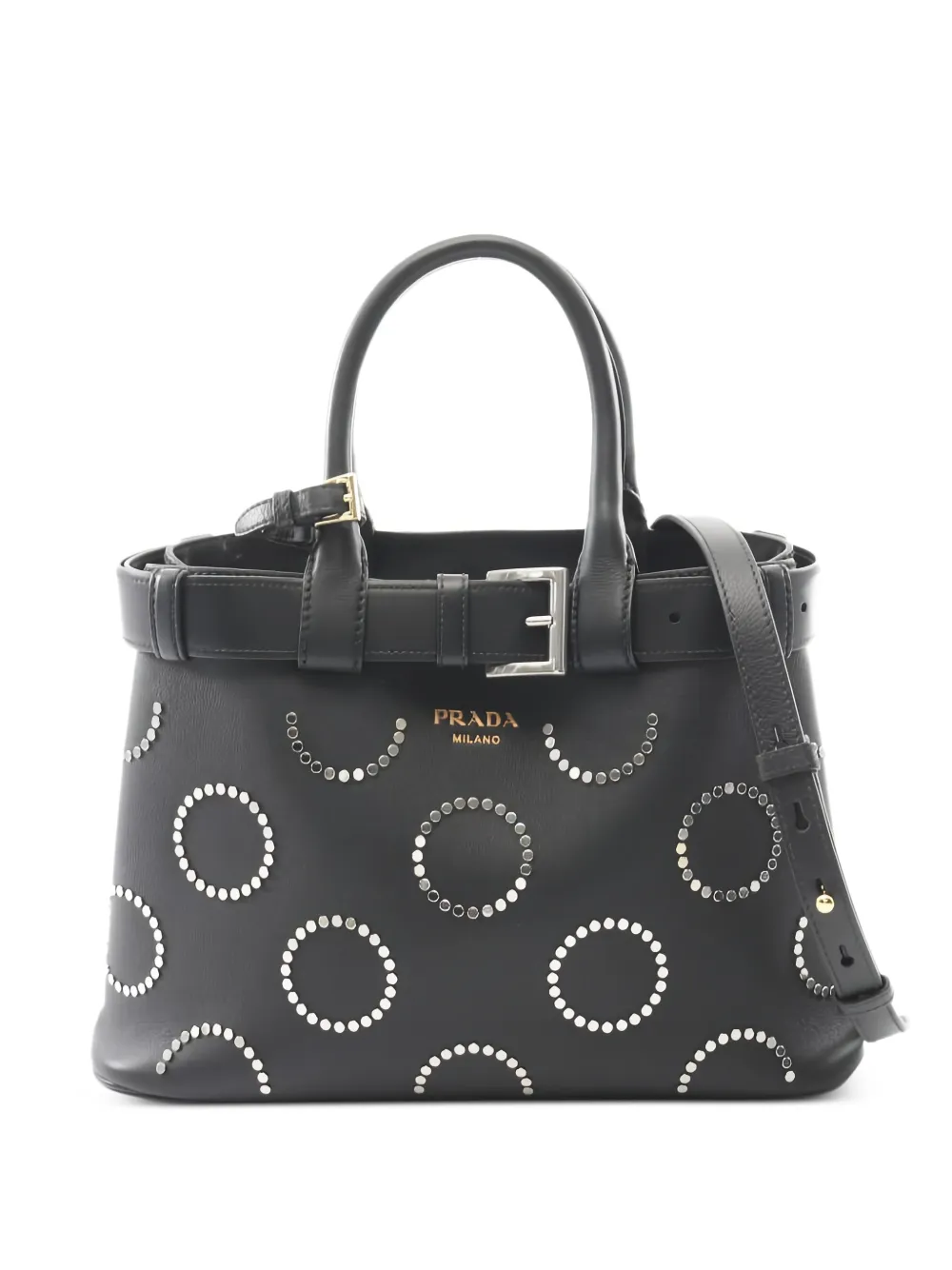 Prada Pre-Owned 2020s studded buckle tote bag - Nero