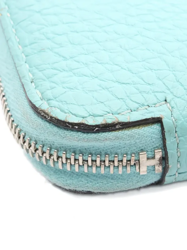 2022年【保護シール】HERMES パドック　ウォレット ケース ミント Hermès Pre-Owned 2016 Azap Leather Zip Wallet | Blue | FARFETCH