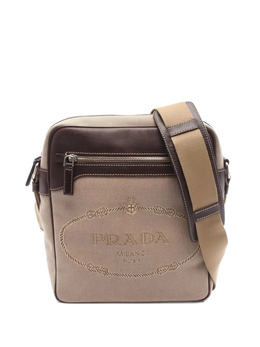 Prada Pre-Owned 2010s logo jacquard shoulder bag - Toni neutri
