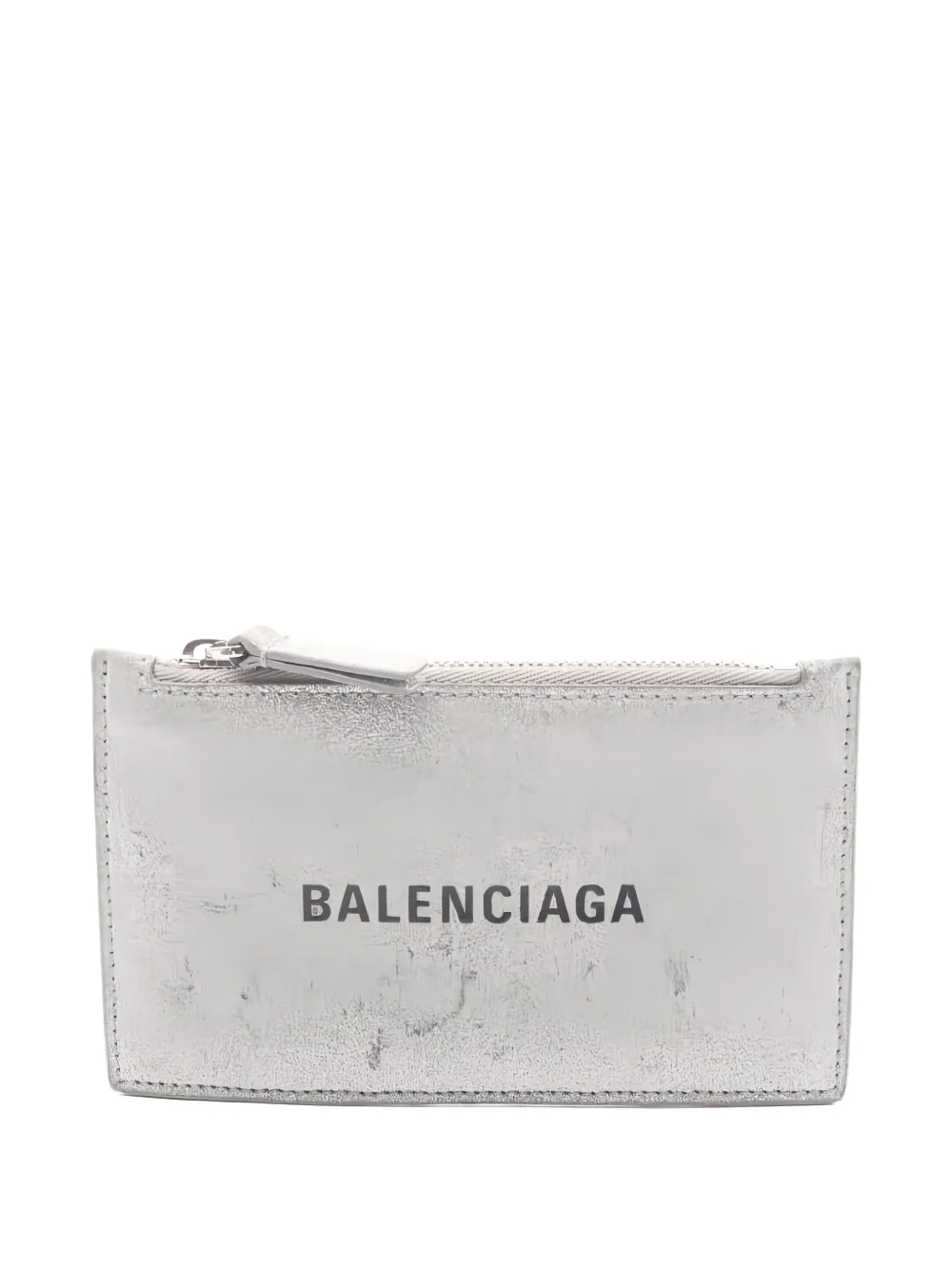 Pre-owned Balenciaga 2000s Everyday Glitter-finish Card Holder In Silver