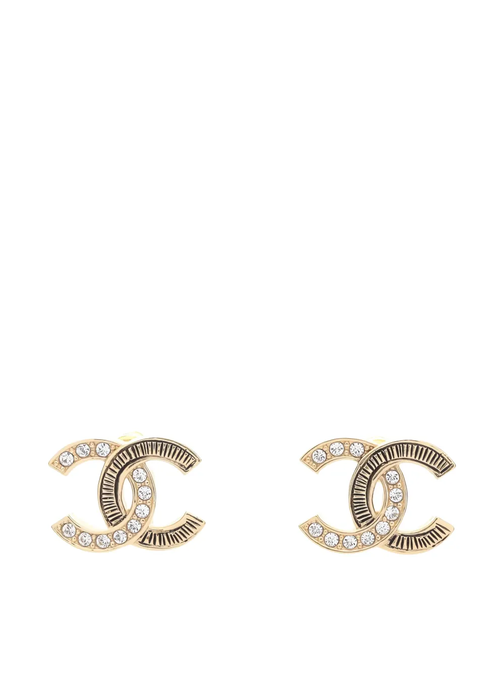 CHANEL Pre-Owned 1986-1988 Coco Mark rhinestone earrings - Oro