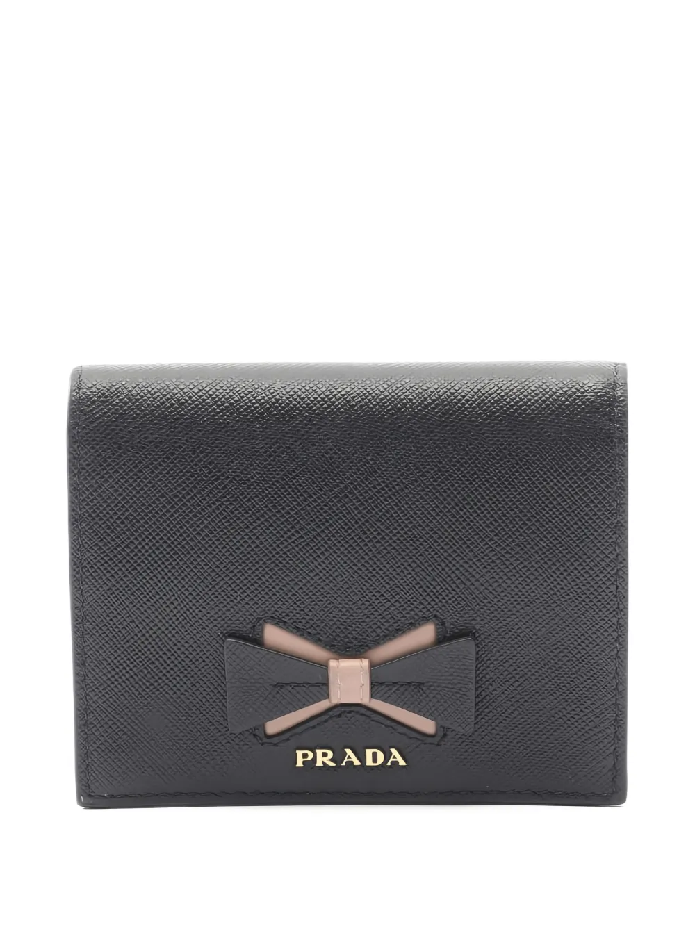 Prada Pre-Owned 2010s bow-detail Saffiano leather wallet - Nero