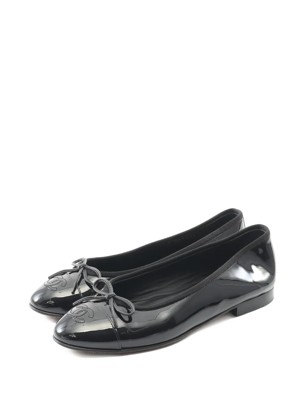 CHANEL Pre-Owned 1986-1988 patent-leather ballerina shoes - Nero