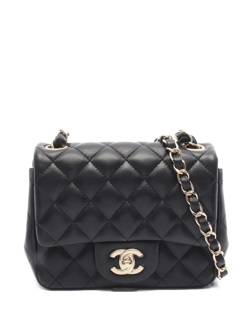 CHANEL Pre-Owned 2019 mini lambskin interlocking-CC crossbody bag - Nero