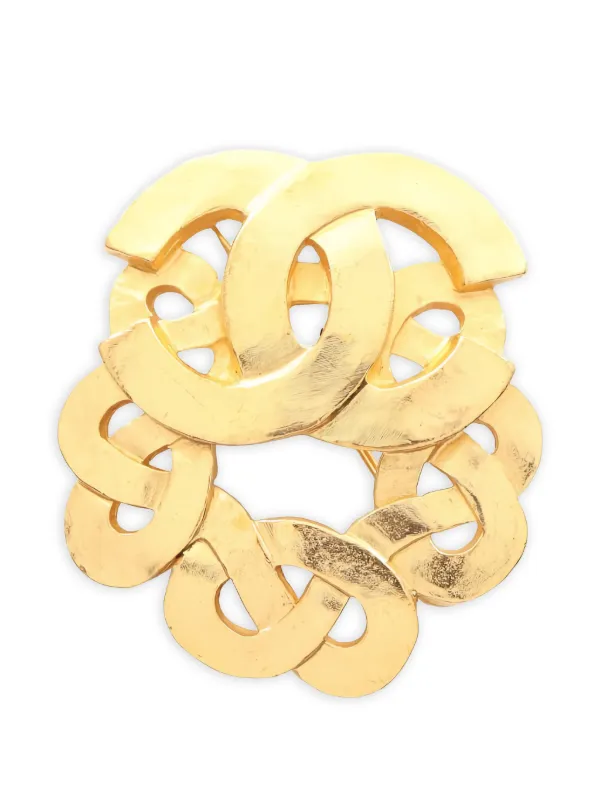 Chanel Pre-owned 1986-1988 Coco Mark Brooch in Gold