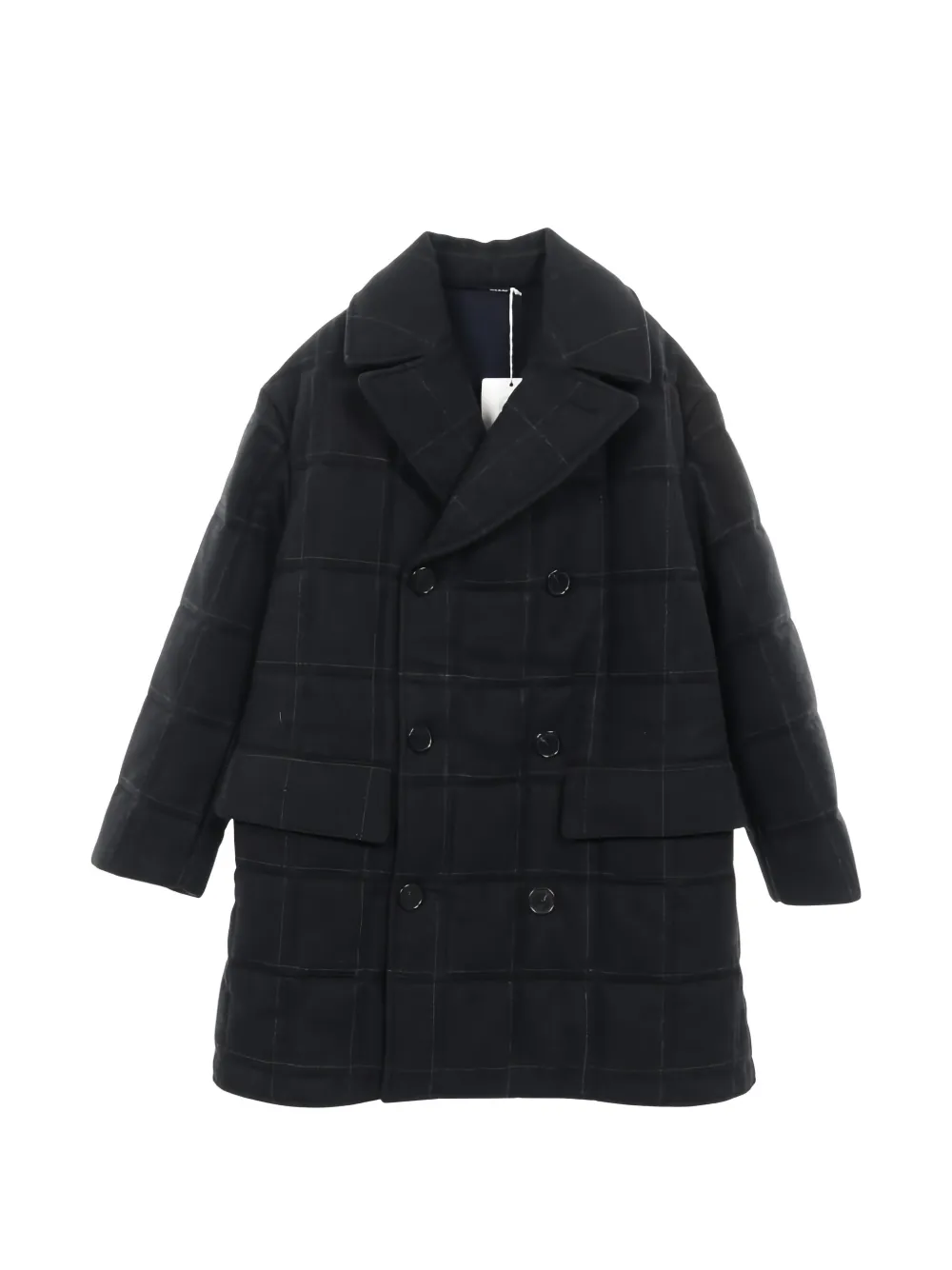 Hermès Pre-Owned 2010s check-pattern double-breasted coat - Nero