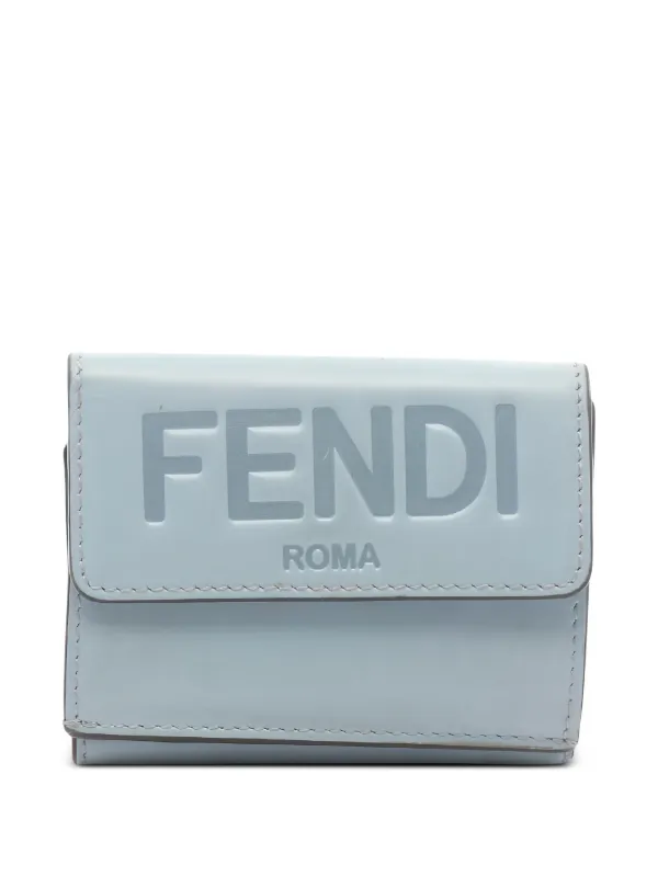 Fendi Pre-owned Logo-debossed Leather Wallet in Blue