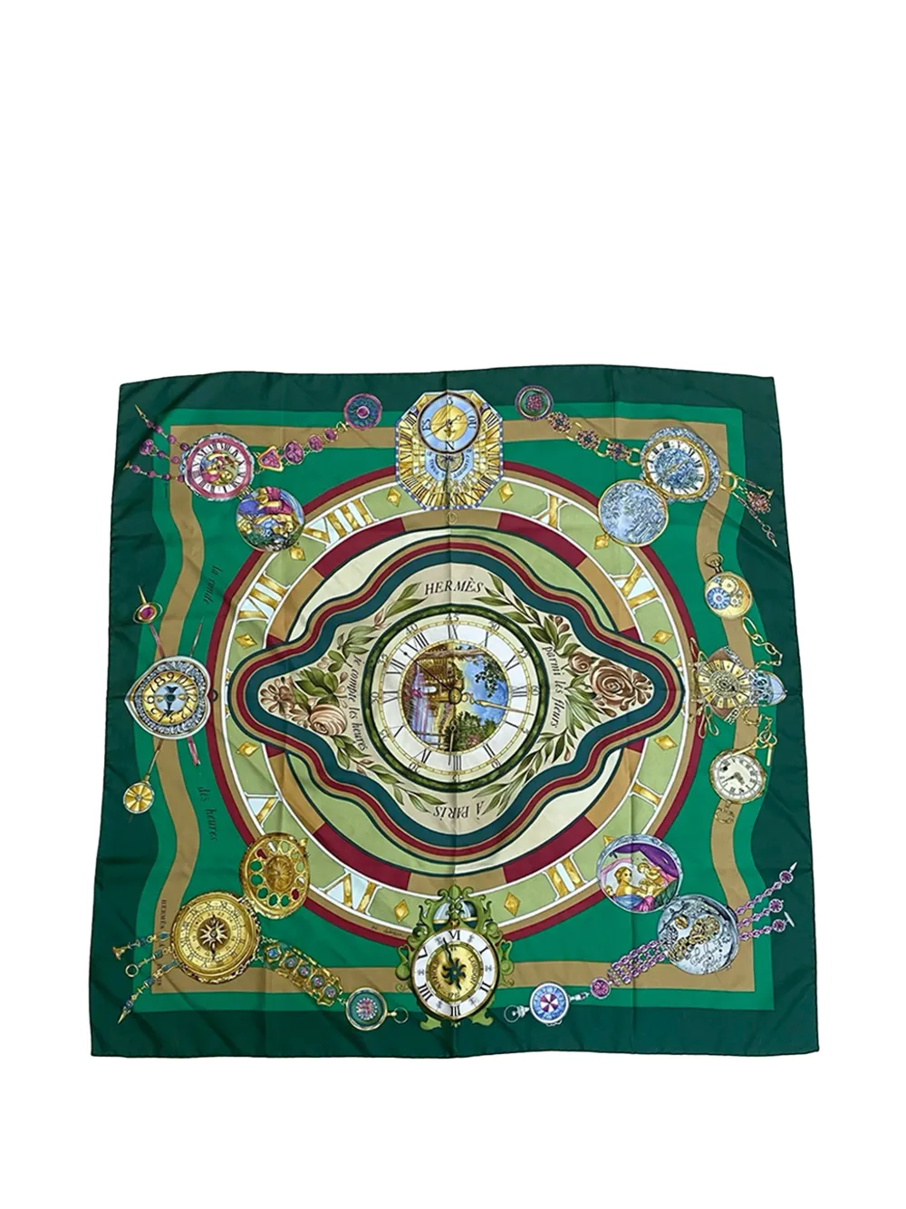 Hermès Pre-Owned 2000-2015 La Ronde des Heures Silk Scarf Carre 90 scarves - Verde