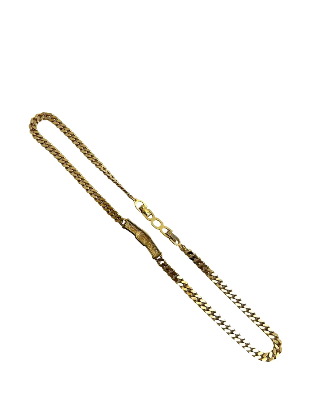  Christian Dior Pre-owned 1990-2010 Gold Plated Cd Logo Rhinestone Cuban Chain Link Necklace Costume Necklace 