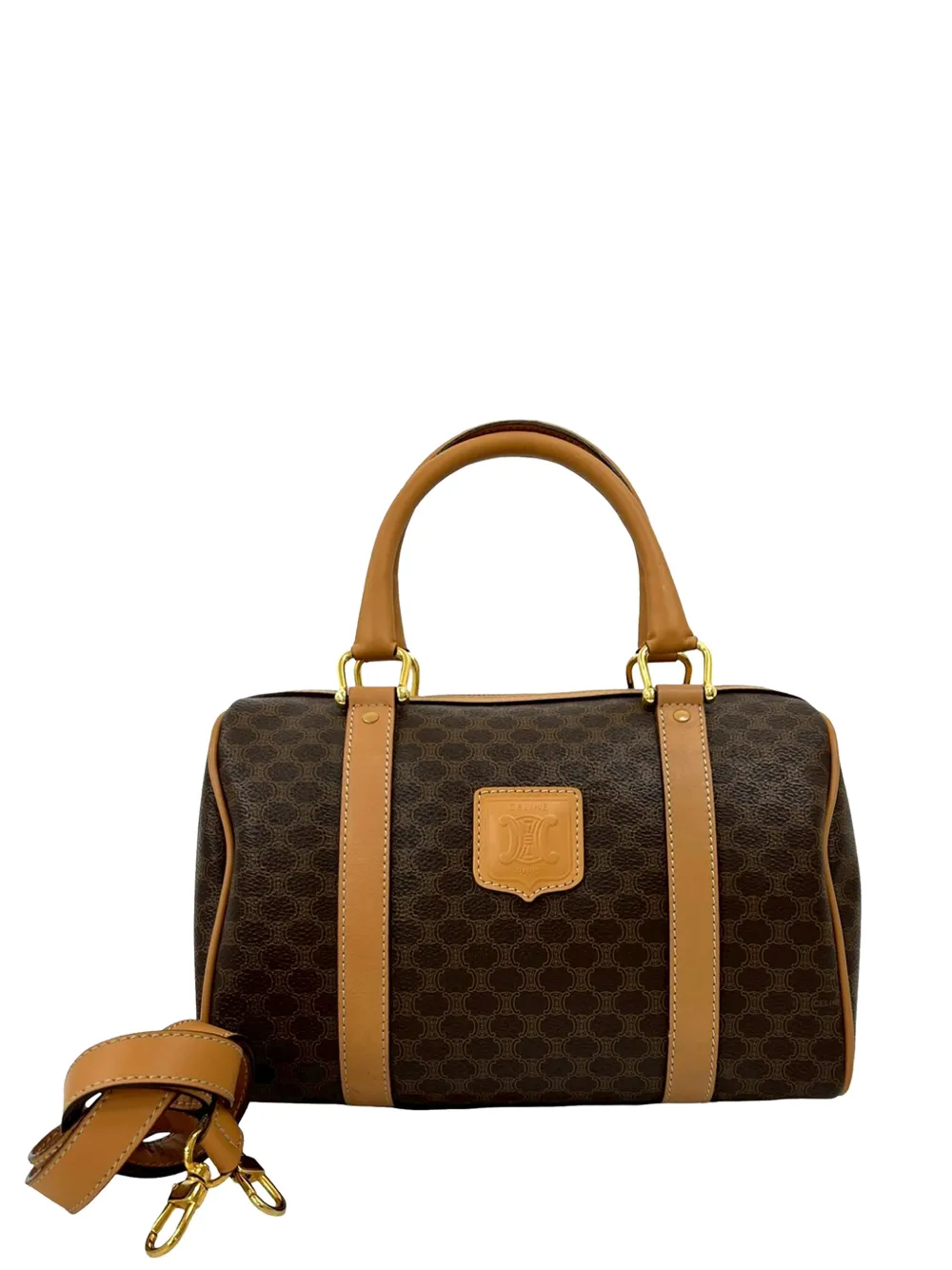 Celine Pre-Owned 2014 Macadam Coated Canvas satchel - Marrone