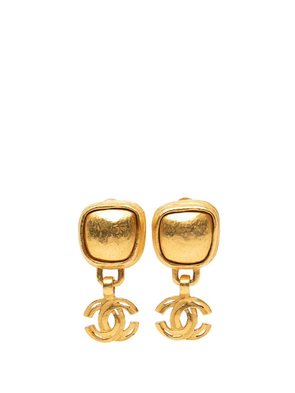 CHANEL Pre-Owned 1997 CC Gold Plated Drop Dangle Clip On Earrings costume earrings - Oro