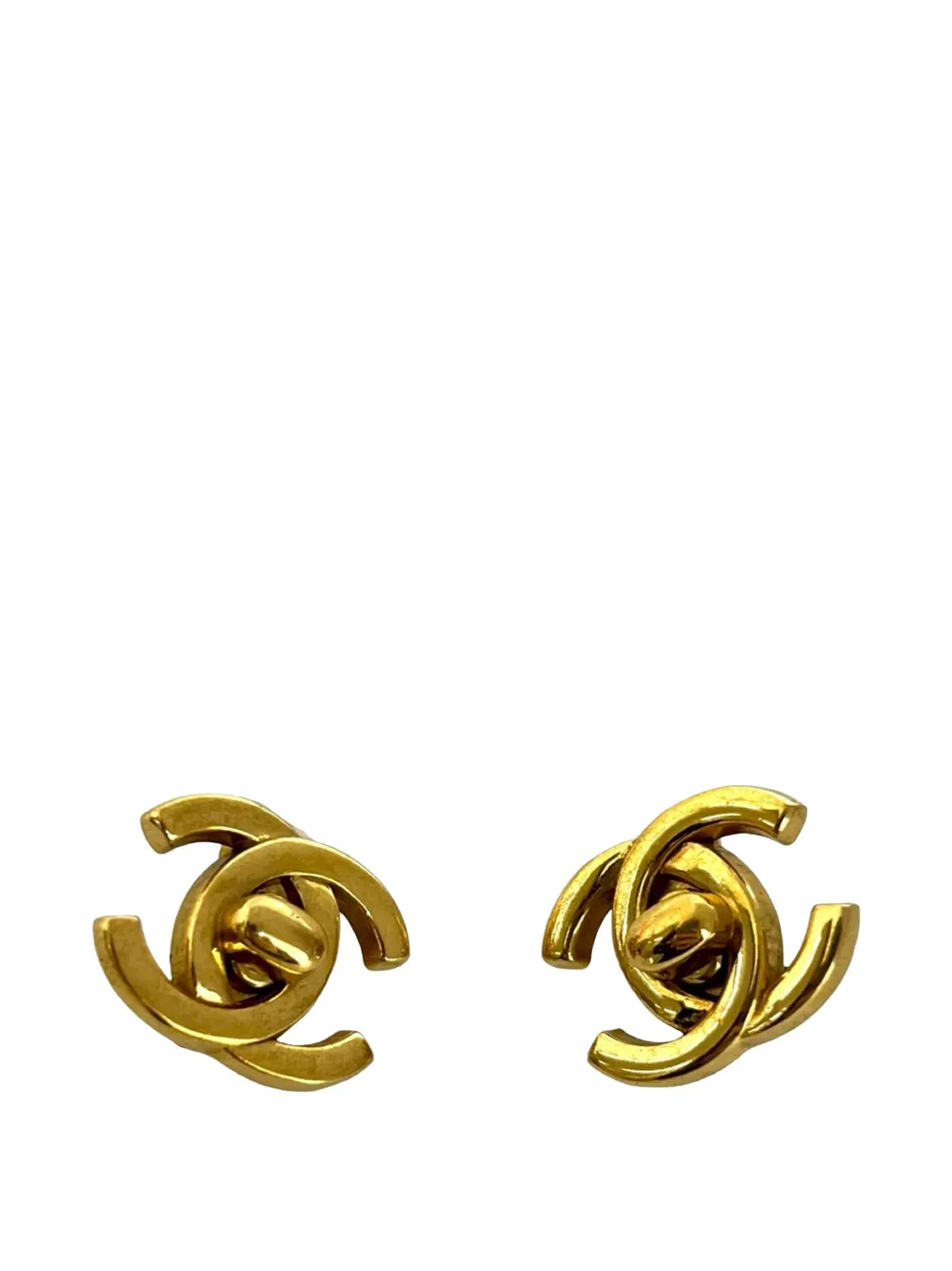 CHANEL Pre-Owned 1996 CC Gold Plated Turn Lock Clip on Earrings costume earrings - Oro