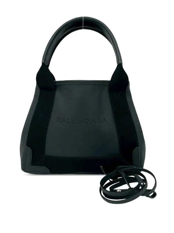 Balenciaga Pre-Owned 2010-2025 Calfskin Perforated Navy Cabas Tote