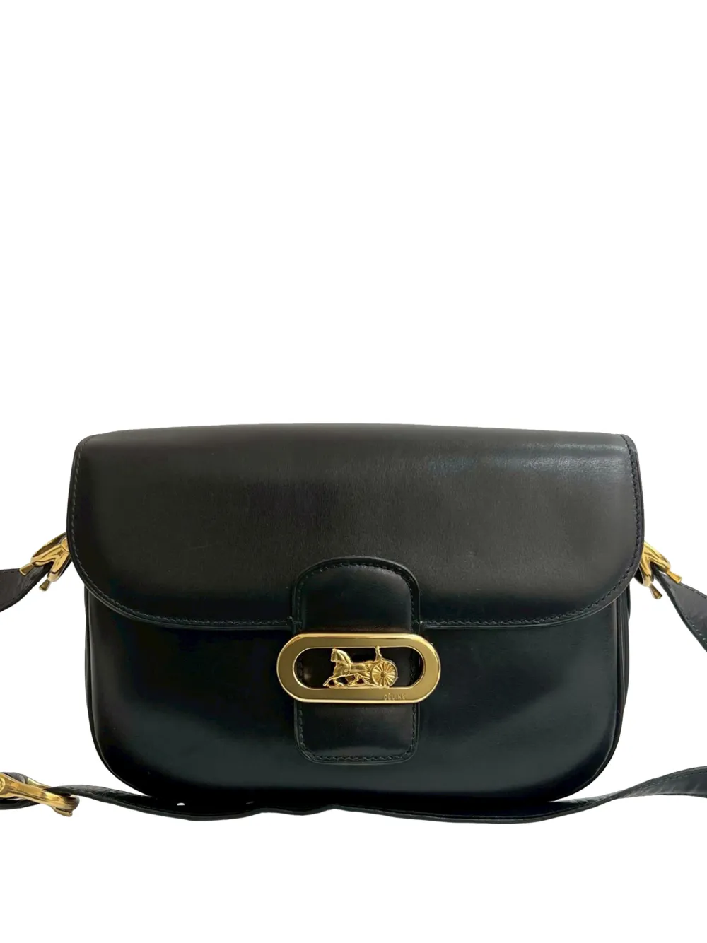 Celine Pre-Owned 2000-2025 Leather Logo Horse Carriage crossbody bag - Nero