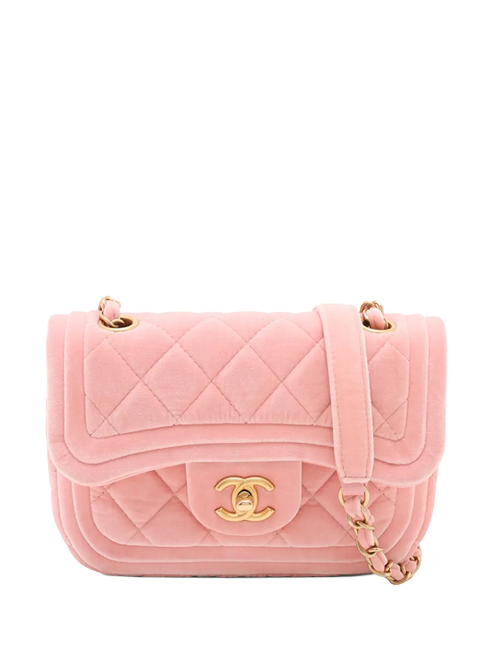 CHANEL Pre-Owned 2021-2025 Mini Quilted Velvet Double Frame Flap crossbody bag - Rosa