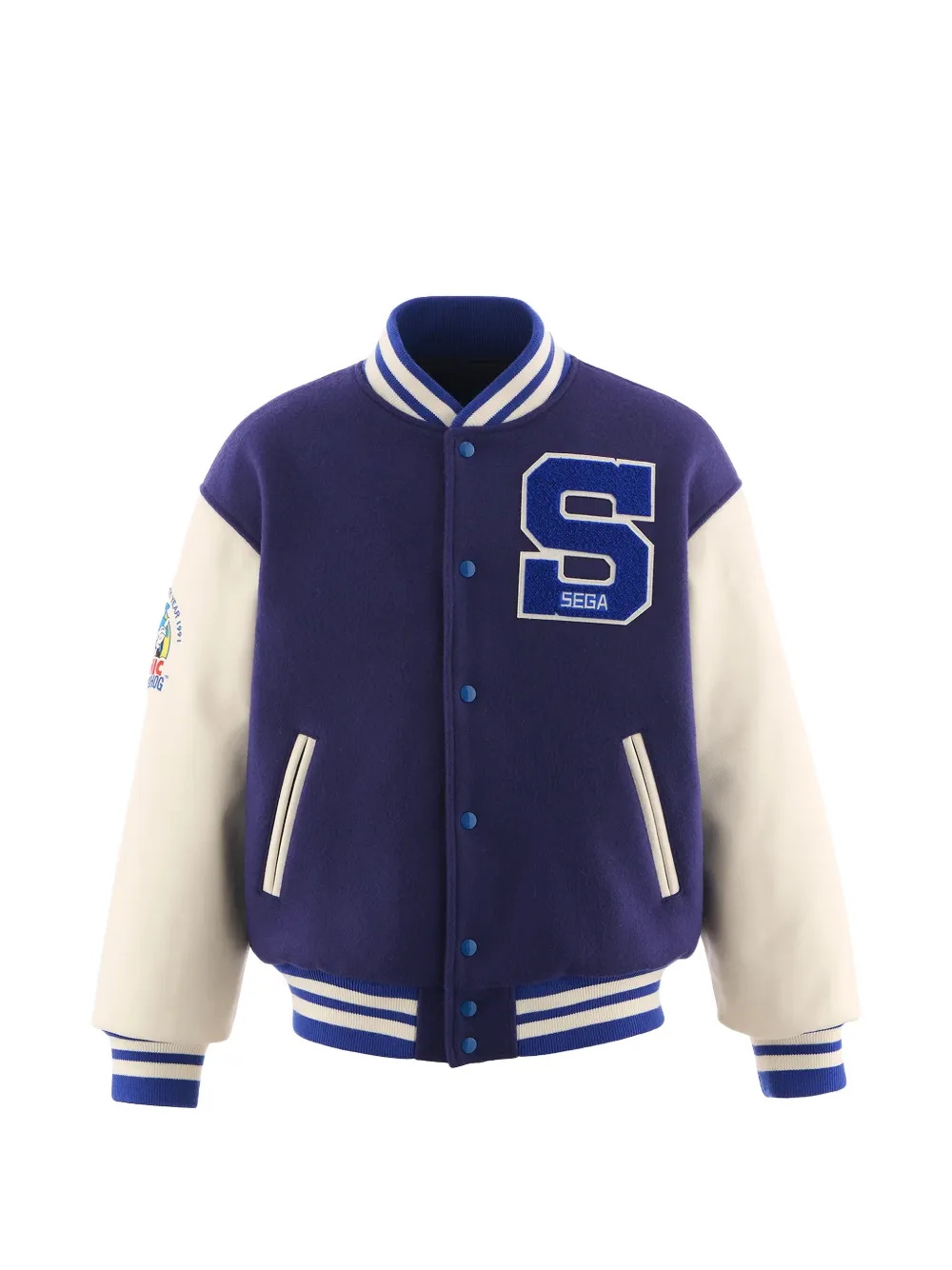 SAINT MXXXXXX logo-appliqué varsity jacket - Blu