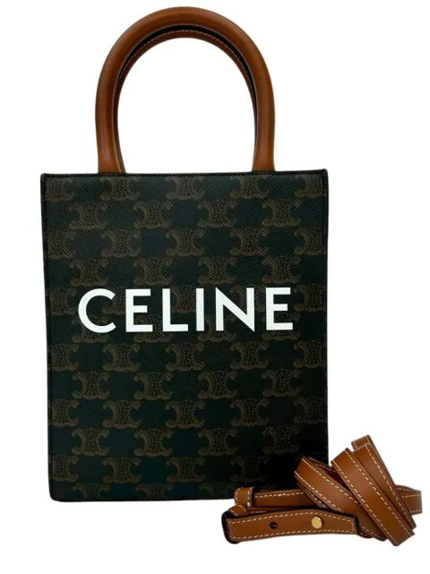 Celine Pre-Owned 2021 Mini Triomphe Coated Canvas Vertical Cabas satchel