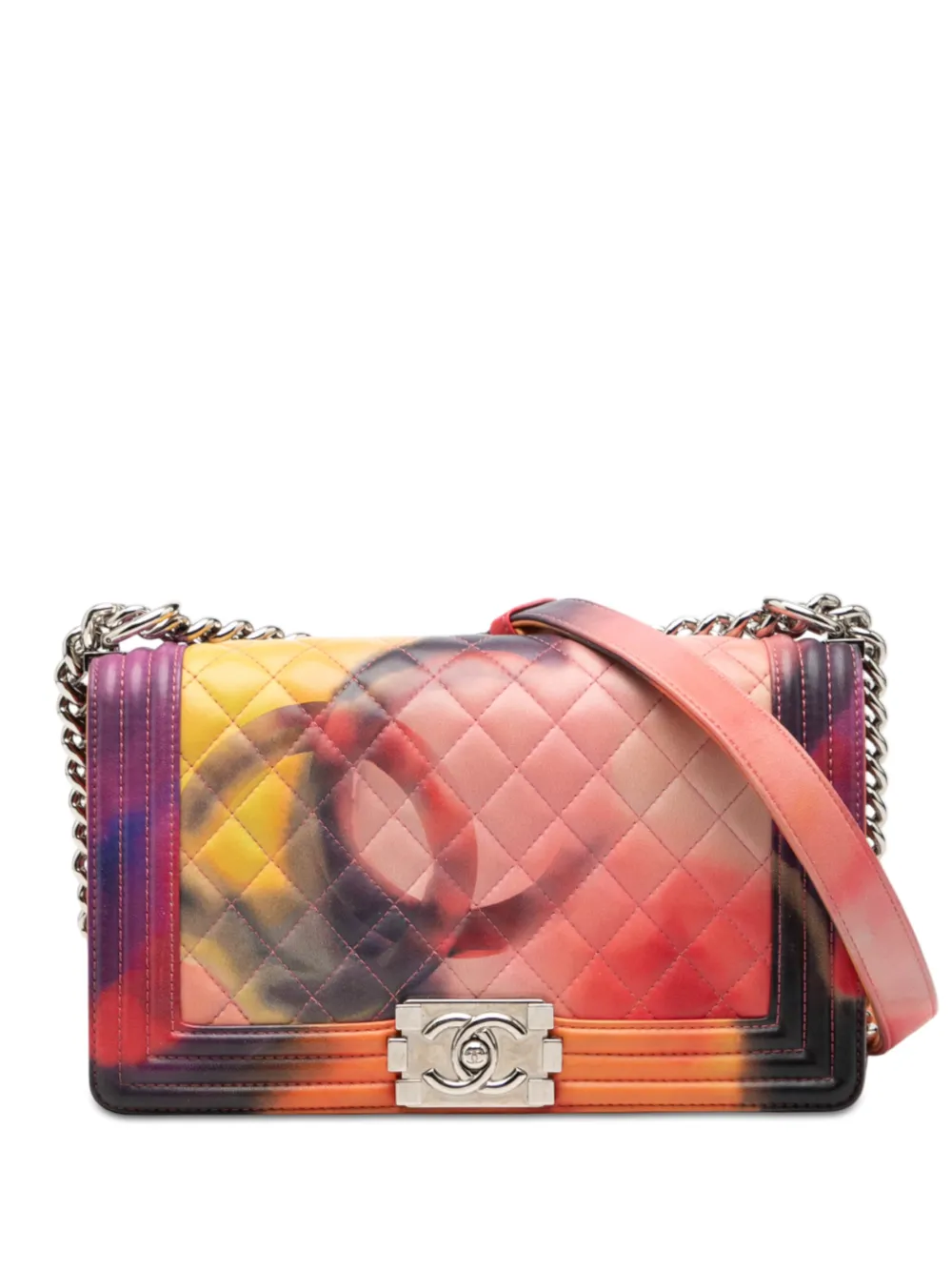 CHANEL Pre-Owned Borsa a tracolla Flower Power Boy media in pelle di agnello con battente 2015-2016 - Multicolore