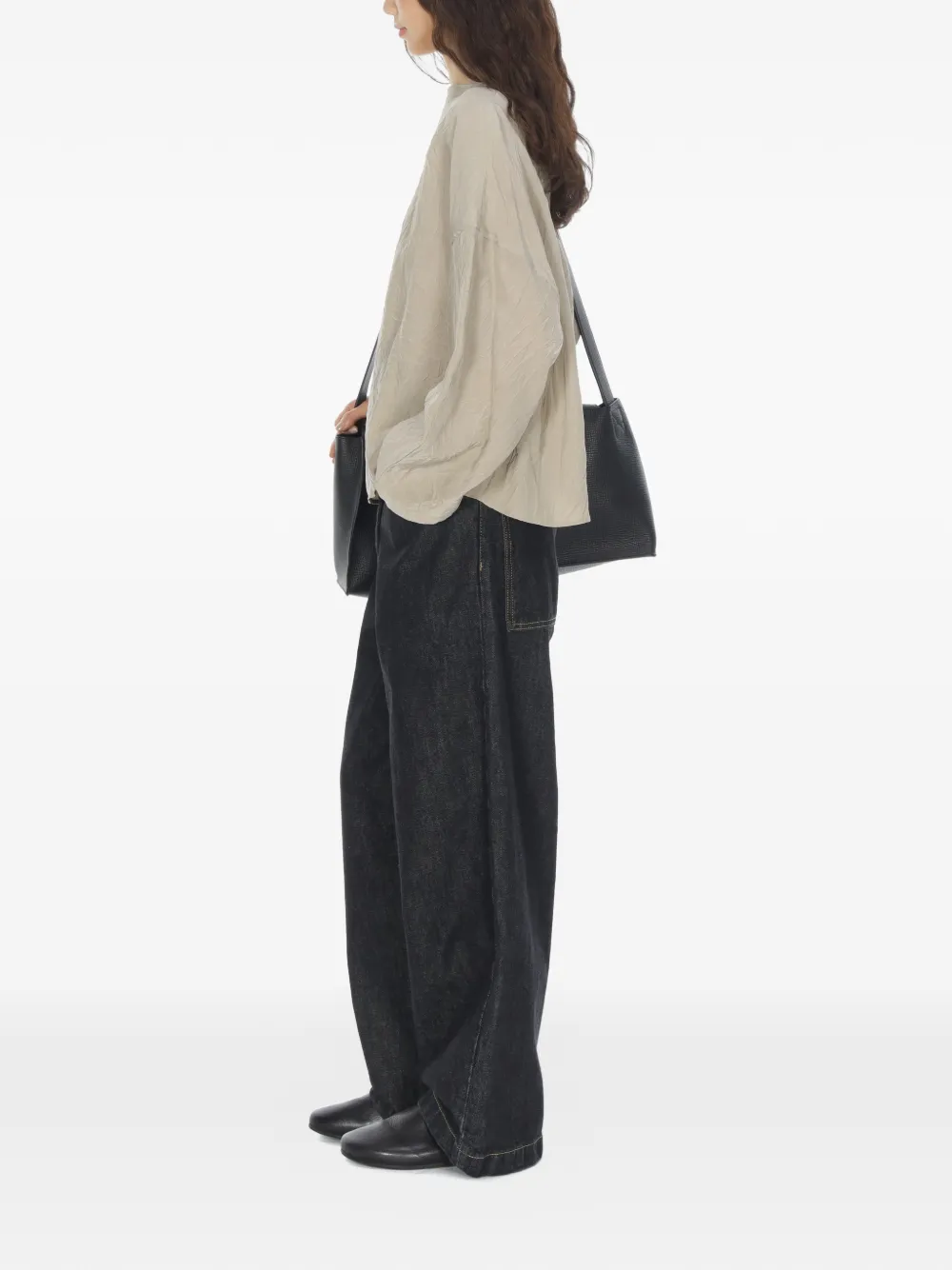  Studio Nicholson Long Sleeve Boxy Top - Neutrals 