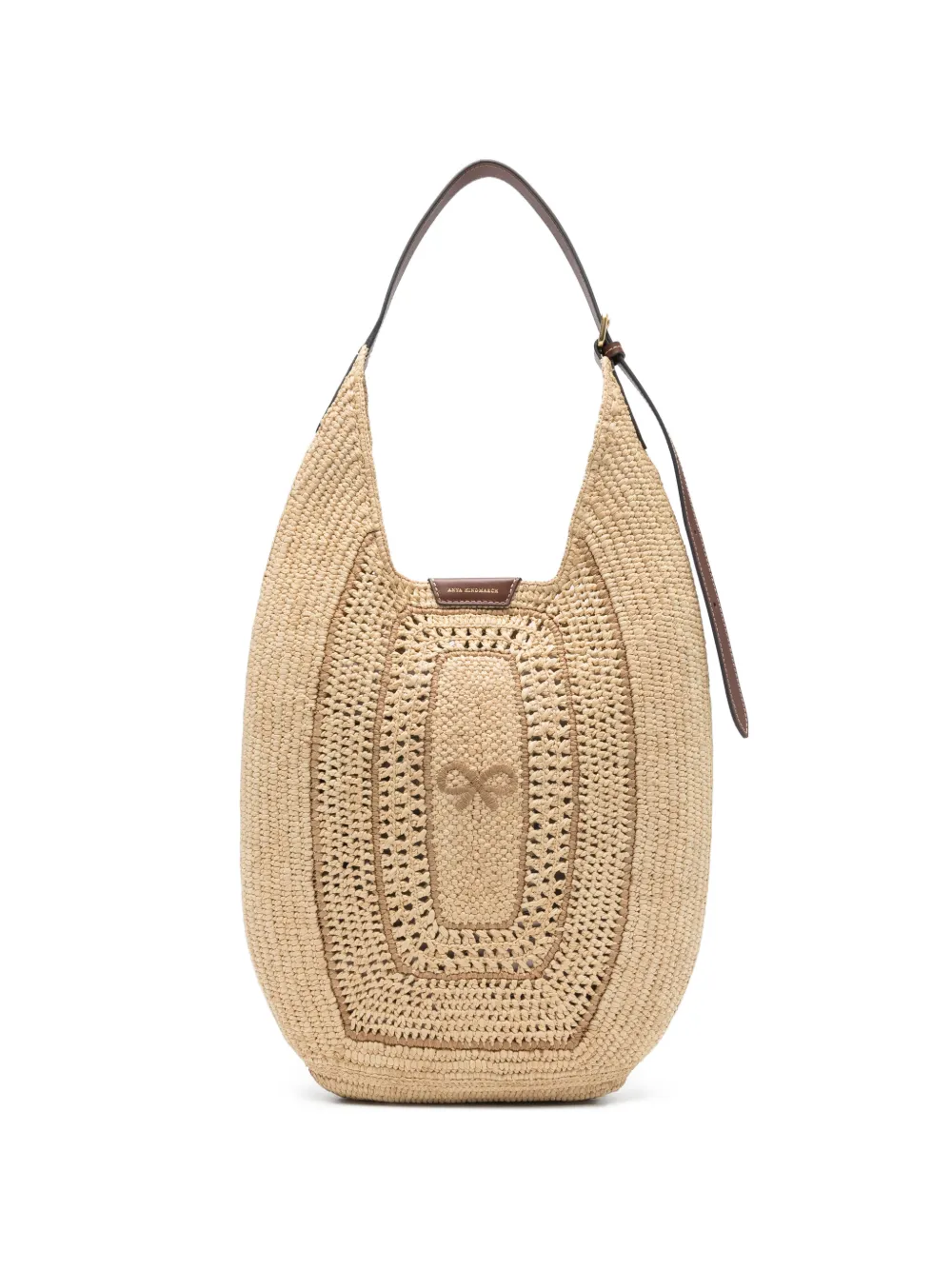 Anya Hindmarch bow-detail raffia shoulder bag - Toni neutri