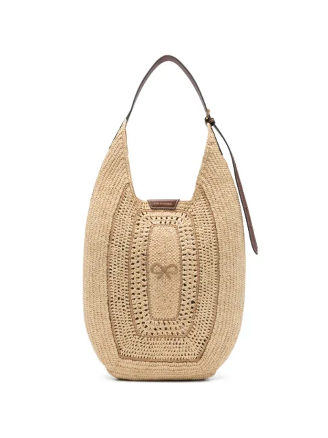 Anya Hindmarch bow-detail raffia shoulder bag
