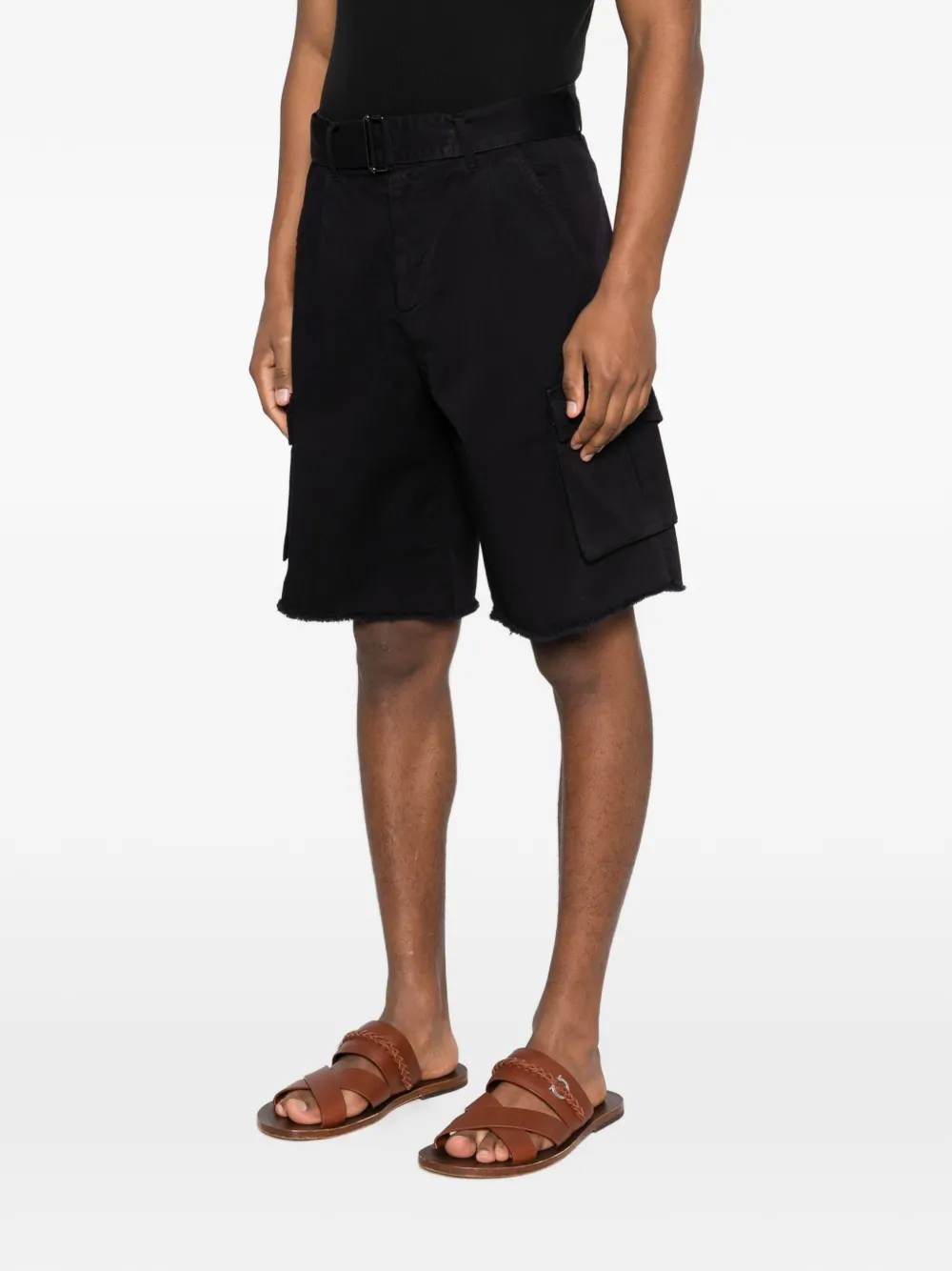  Laneus Belted Shorts - Blue 