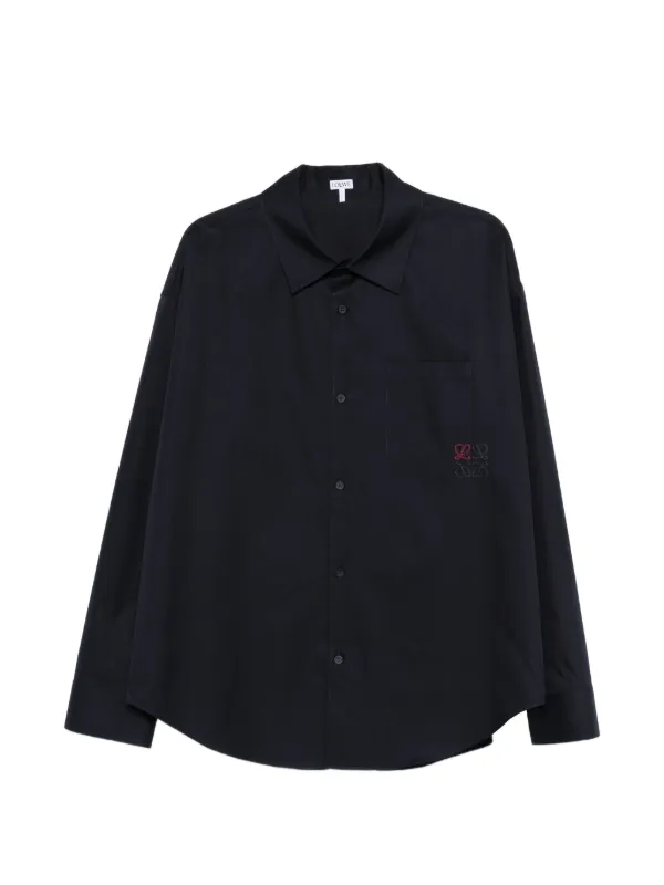 Loewe Logo-embroidery Long-sleeve Shirt in Blue