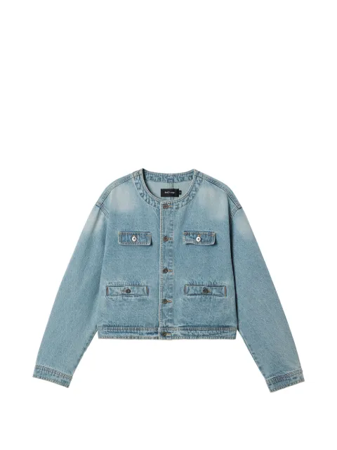 tout a coup chamarra de mezclilla con bolsillo en el pecho