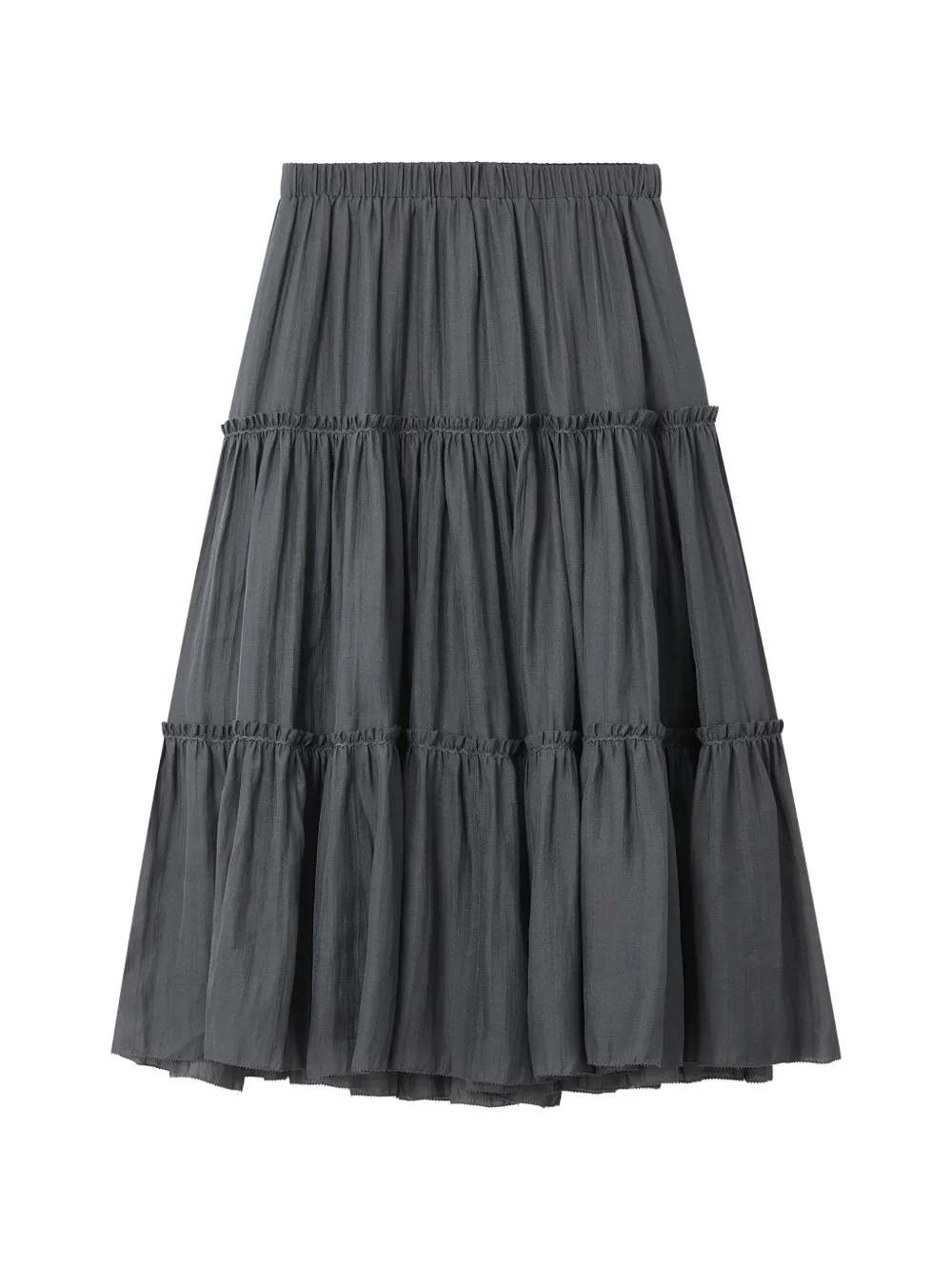 tout a coup Gonna midi a balze con ruches - Grigio