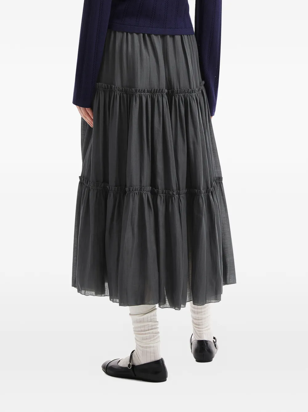tout a coup Midi-rok met ruches Grijs