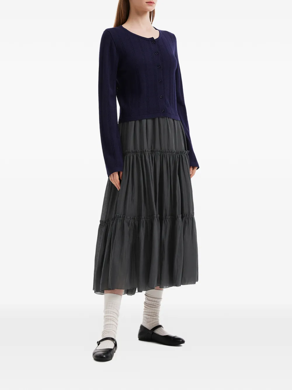 tout a coup Midi-rok met ruches Grijs