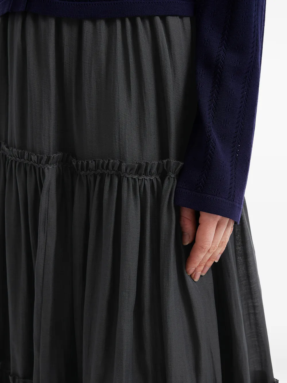 tout a coup Midi-rok met ruches Grijs