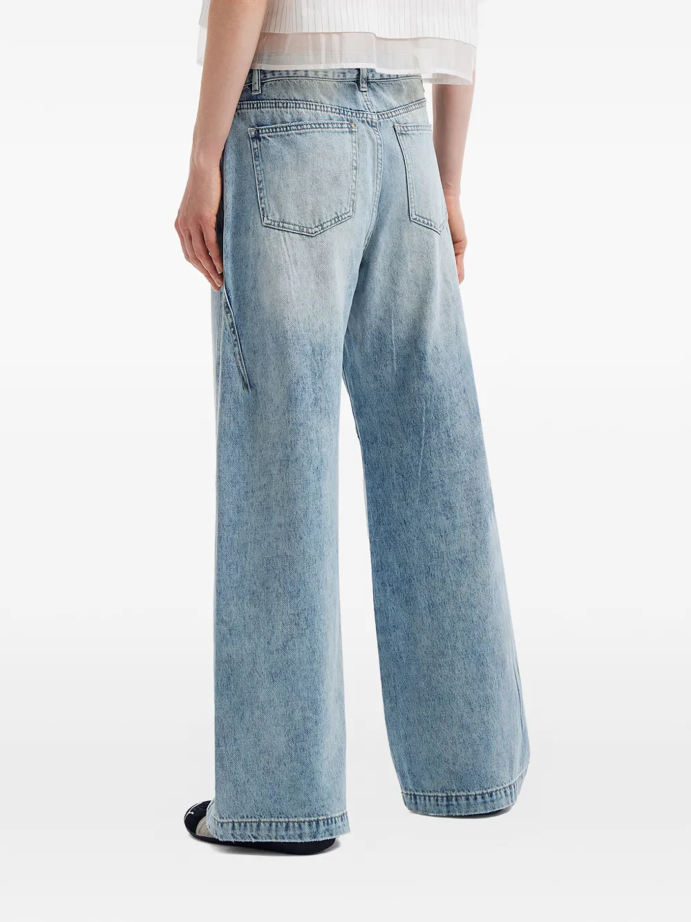tout a coup Jeans met wijde pijpen en verwassen effect Blauw