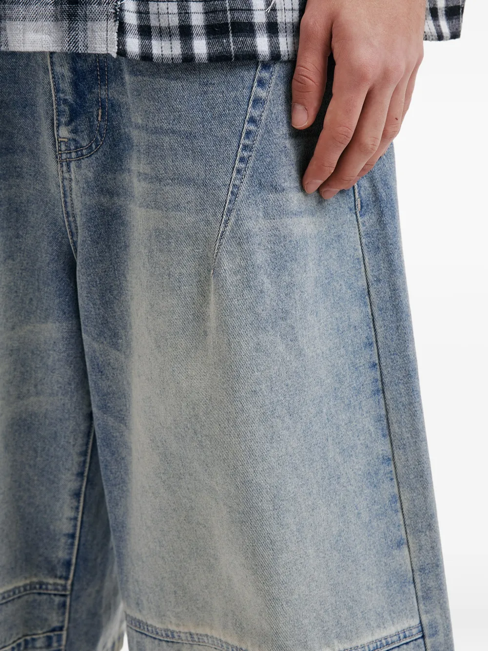 FIVE CM Denim shorts met vlakken Blauw