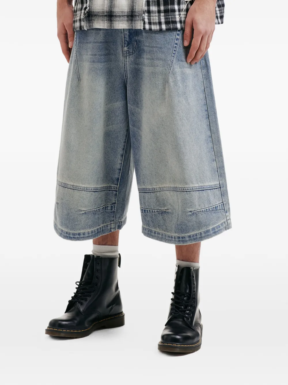 FIVE CM Denim shorts met vlakken Blauw