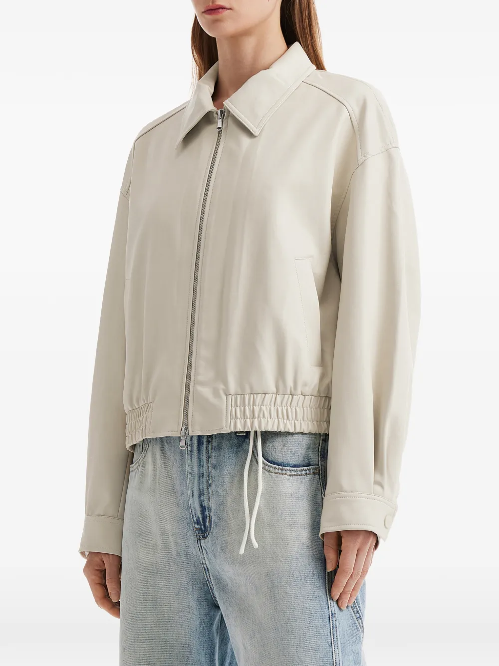 tout a coup Bomberjack met kraag en rits Beige