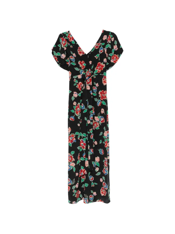 Rixo Riella Floral Dress in Black