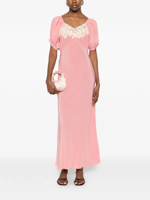 pink rixo dress Corrine Midi Dress in Pink Butterfly Floral Magenta