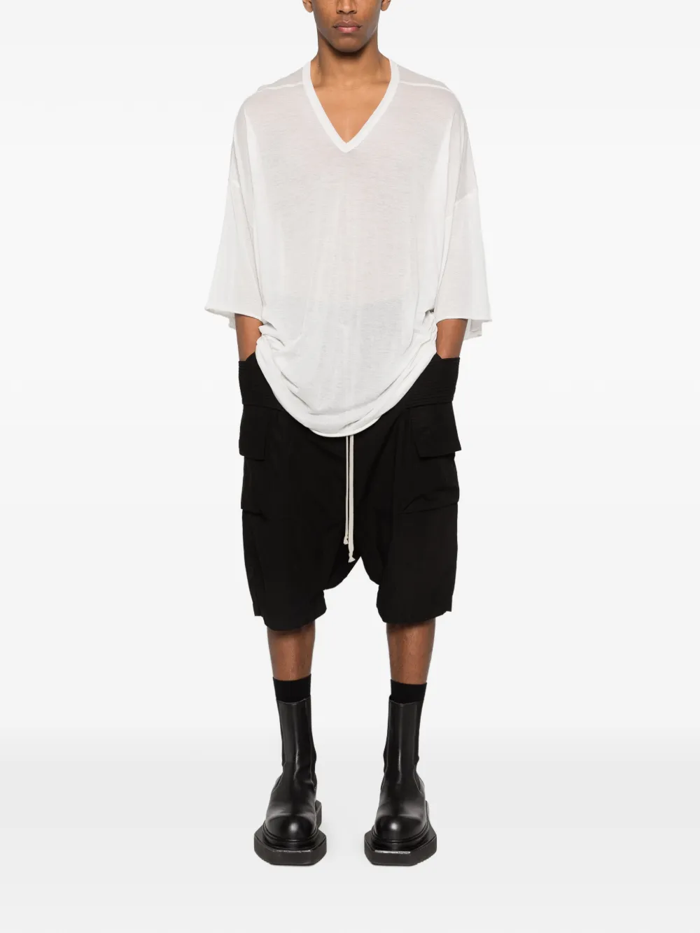 Rick Owens T-shirt met V-hals Wit